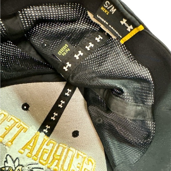 Under Armour Men’s Black/Gold Georgia Tech Breathable Elastic Band Ball-cap S/M - Picture 6 of 6